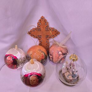 Vintage Religious Christmas Ornaments Lot of 6